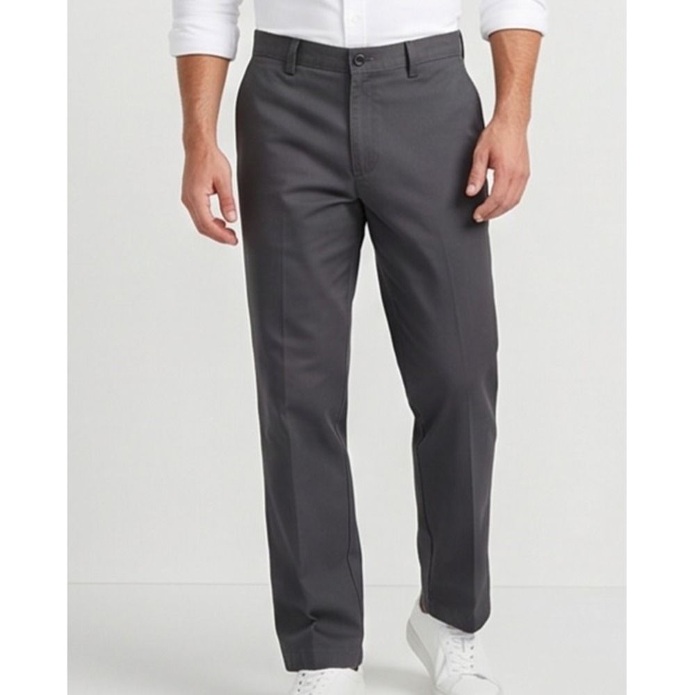 LL Bean Mens 40x28 Wrinkle Free Cotton Chinos Shale Gray Straight Leg Pants NWT‎